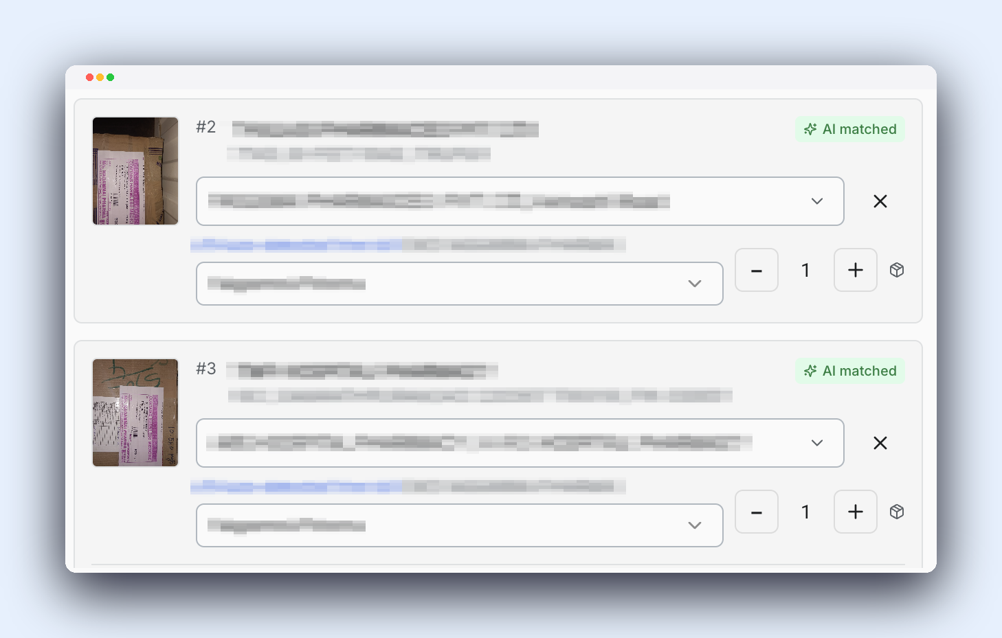 GPT-vision reading a photographed invoice into structured stops