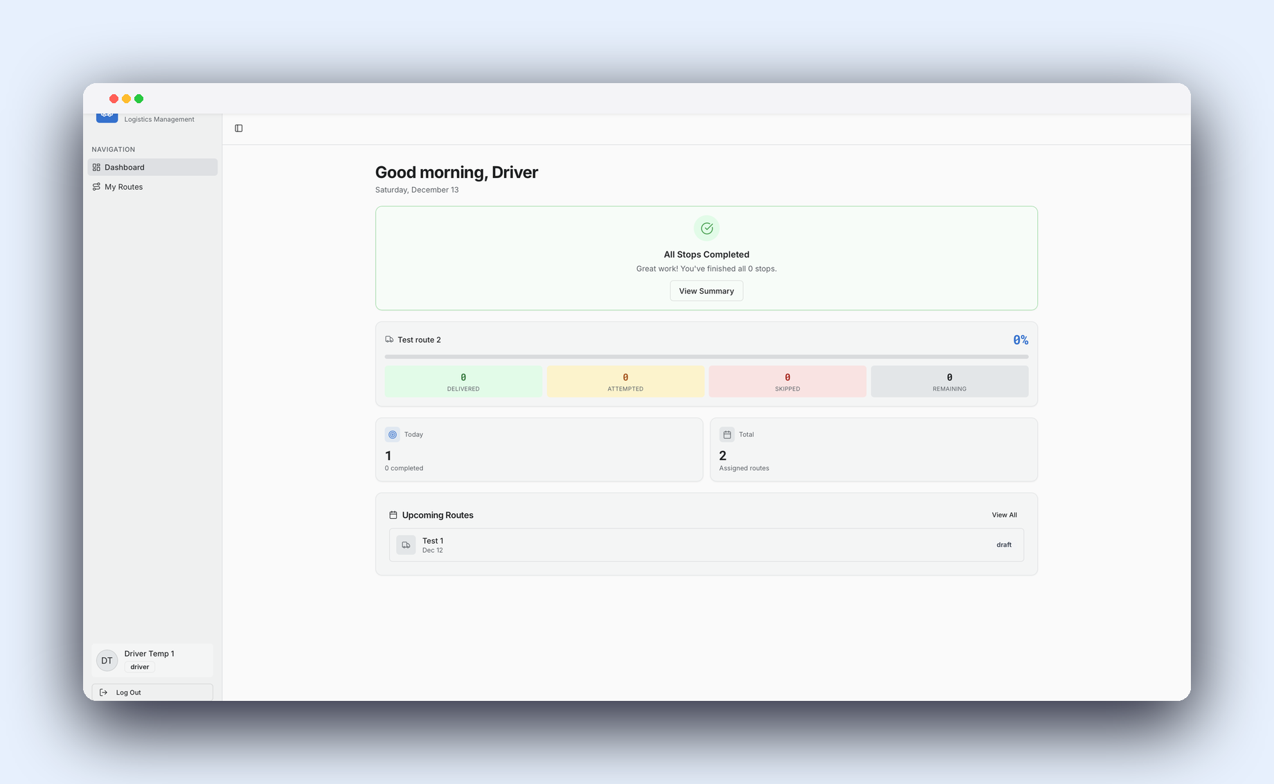 Driver dashboard